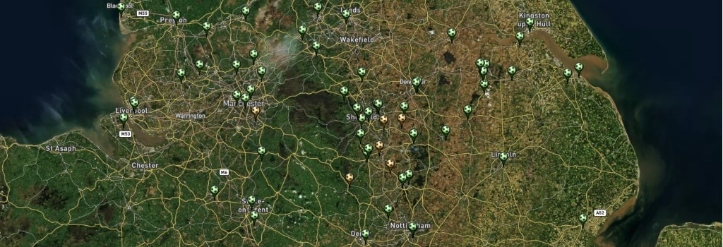 Create a map of the football ground you've been to