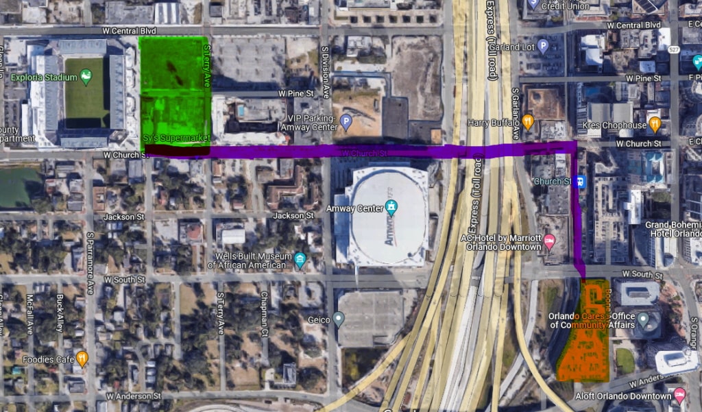 Map of Orlando City Stadium, fan zone and where to park