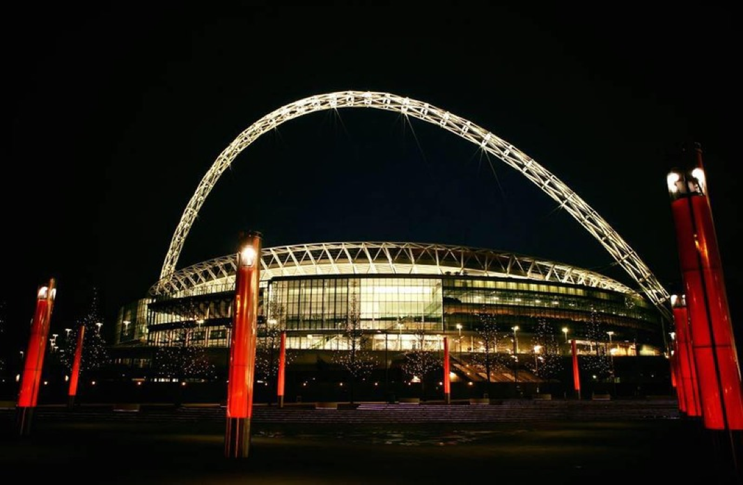 Wembley Stadium at night