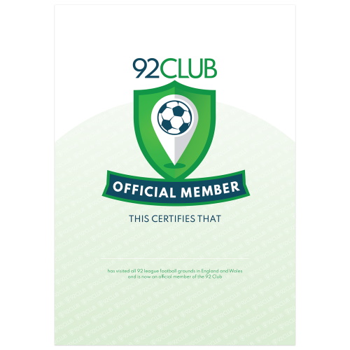 92 Club Official Member Certificate