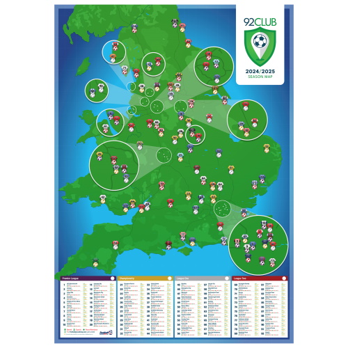 92 Club and National League Football Stadium Poster - 2024/2025 Season