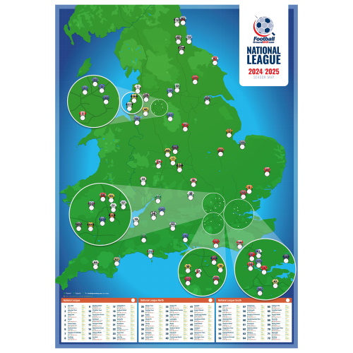 92 Club and National League Football Stadium Poster - 2024/2025 Season