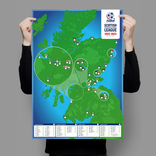 Scottish Football Grounds A1 Wall Poster (scale)